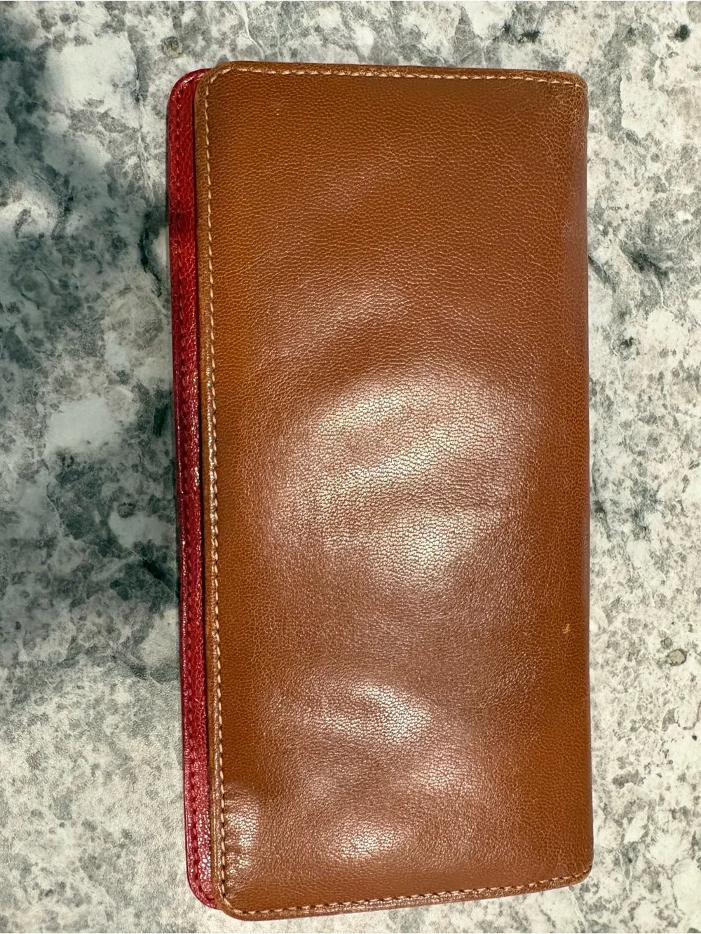 Tusk Bifold Caramel and Red Leather Wallet